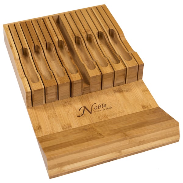 NIUXX In-Drawer Knife Block Set without Knives, Kitchen Gray Drawer Steak  Knife Holder Organizer, Detachable Cutlery Storage Rack for 16 knives and 1